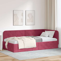 Cadre De Lit D'Angle Bordeaux 90 X 200 Cm Velours Vidaxl