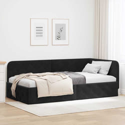 Cadre De Lit D'Angle Avec Tête De Lit Noir 90 X 200 Cm Velours Vidaxl