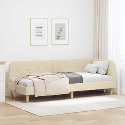 Cadre De Lit D'Angle Avec Tête De Lit Crème 80 X 200 Cm Tissu Vidaxl