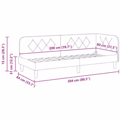 Cadre De Lit D'Angle Avec Tête De Lit Crème 80 X 200 Cm Tissu Vidaxl - Vue supplémentaire 2