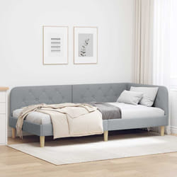 Cadre De Lit D'Angle Gris Clair 90 X 190 Cm Tissu Vidaxl
