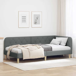 Cadre De Lit D'Angle Gris Foncé 90 X 190 Cm Tissu Vidaxl