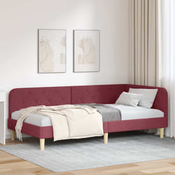 Cadre De Lit D'Angle Bordeaux 90 X 190 Cm Tissu Vidaxl
