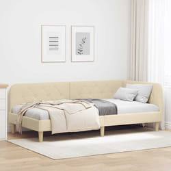 Cadre De Lit D'Angle Avec Tête De Lit Crème 90 X 190 Cm Tissu Vidaxl