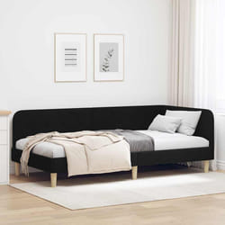 Cadre De Lit D'Angle Avec Tête De Lit Noir 90 X 200 Cm Tissu Vidaxl