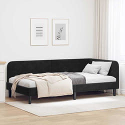 Cadre De Lit D'Angle Avec Tête De Lit Noir 90 X 190 Cm Velours Vidaxl