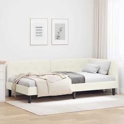 Cadre De Lit D'Angle Avec Tête De Lit Crème 90 X 200 Cm Velours Vidaxl