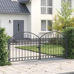 vidaXL Portail de clôture Autre Gris 300 x 125 cm Acier