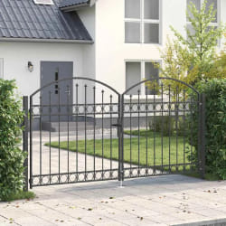 vidaXL Portail de clôture avec verrouillage Gris 300 x 150 cm Acier