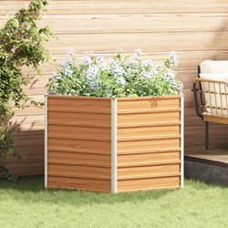 Jardin Surélevé Marron Clair 129 X 129 X 77 Cm Acier Galvanisé Vidaxl