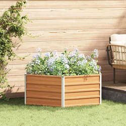 Jardin Surélevé Aspect Bois 129 X 129 X 45 Cm Acier Galvanisé Vidaxl