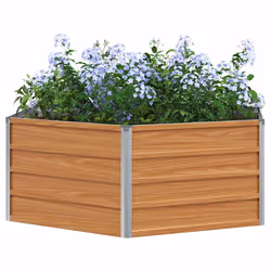 Jardin Surélevé Aspect Bois 129 X 129 X 45 Cm Acier Galvanisé Vidaxl - Vue supplémentaire 2