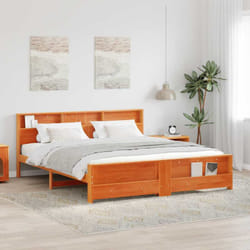Cadre De Lit Marron Cire 180 X 200 Cm Bois Massif En Pin Vidaxl