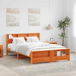 Cadre De Lit Marron Cire 160 X 200 Cm Bois Massif En Pin Vidaxl