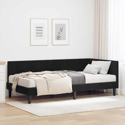 Vidaxl Cadre De Lit D'Angle Avec Matelas Noir 90 X 190 Cm Velours