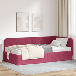 Cadre De Lit D'Angle Avec Matelas Bordeaux 90 X 190 Cm Velours Vidaxl