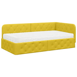 Cadre De Lit D'Angle Avec Matelas Jaune 90 X 190 Cm Velours Vidaxl