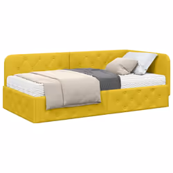 Cadre De Lit D'Angle Avec Matelas Jaune 90 X 190 Cm Velours Vidaxl - Vue supplémentaire 2