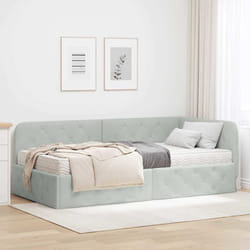 Cadre De Lit D'Angle Gris Clair 90 X 200 Cm Velours Vidaxl
