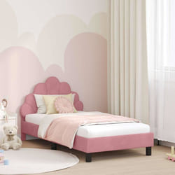 Cadre de lit enfant moderne - vidaXL - Rose - Velours - Bois dingénierie - 168x90x80 cm - Poids maximal 140 kg