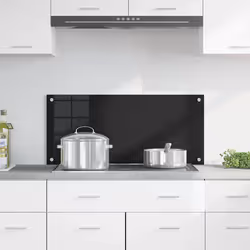 Protection De Cuisine Noir 90 X 40 Cm Verre Trempé Vidaxl - Vue supplémentaire 2