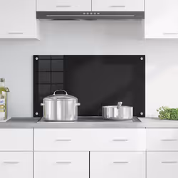 Protection De Cuisine Noir 90 X 50 Cm Verre Trempé Vidaxl - Vue supplémentaire 2