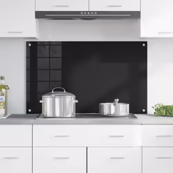 Protection De Cuisine Noir 100 X 60 Cm Verre Trempé Vidaxl - Vue supplémentaire 2