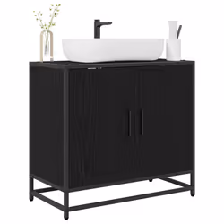 Meuble De Lavabo De Salle De Bain Chêne Noir 65 X 33 X 60 Cm Vidaxl - Vue supplémentaire 2