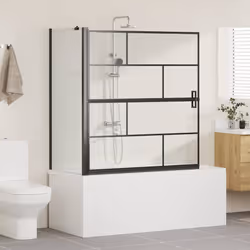 Écran De Douche De Bain Noir Et Transparent 116 X 68 X 128 Cm Vidaxl - Vue supplémentaire 2