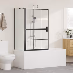 Écran De Douche De Bain Noir Et Transparent 116 X 68 X 128 Cm Vidaxl - Vue supplémentaire 2