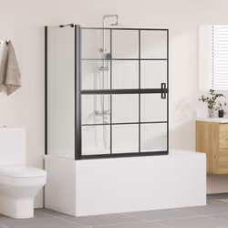 Écran De Douche De Bain Noir Et Transparent 116 X 68 X 128 Cm Vidaxl - Vue supplémentaire 2
