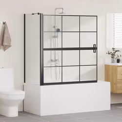 Écran De Douche De Bain Noir Et Transparent 116 X 68 X 128 Cm Vidaxl - Vue supplémentaire 2