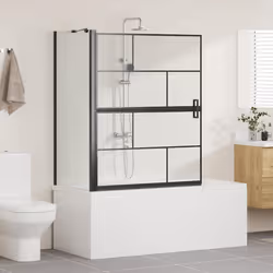 Écran De Douche De Bain Noir Et Transparent 116 X 68 X 128 Cm Vidaxl - Vue supplémentaire 2