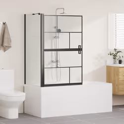 Écran De Douche De Bain Noir Et Transparent 116 X 68 X 128 Cm Vidaxl - Vue supplémentaire 2
