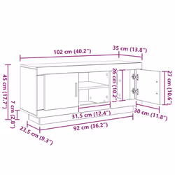 Meuble Tv Chêne Artisanal 102 X 35 X 45 Cm Bois D'Ingénierie Vidaxl - Vue supplémentaire 2