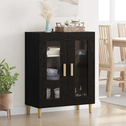 Buffet Chêne Noir 69,5 X 34 X 90 Cm Bois D'Ingénierie Vidaxl