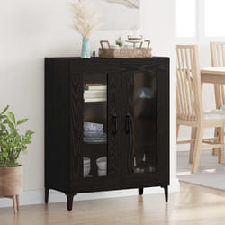 Buffet Chêne Noir 69,5 X 34 X 90 Cm Bois D'Ingénierie Et Fer Vidaxl