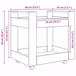 Trolley De Bureau Chêne Artisanal 60 X 45 X 60 Cm Vidaxl - Vue supplémentaire 2