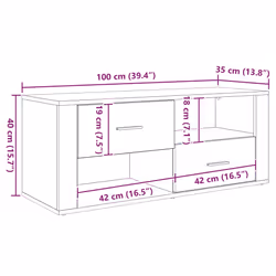 Meuble Tv Bois Ancien 100 X 35 X 40 Cm Bois D'Ingénierie Vidaxl - Vue supplémentaire 2