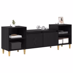 Meuble Tv Chêne Noir 160 X 35 X 55 Cm Bois D'Ingénierie Vidaxl - Vue supplémentaire 2