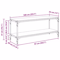 Meuble Tv Bois Ancien 100x33x41cm Bois D'Ingénierie Et Fer Vidaxl - Vue supplémentaire 2