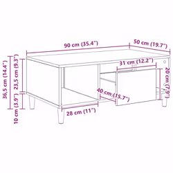 Table Basse Chêne Noir 90 X 50 X 26,5 Cm Bois D'Ingénierie Vidaxl - Vue supplémentaire 2