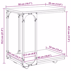 Table D'Appoint Avec Étagère Chêne Artisanal 50 X 35 X 55,5 Cm Vidaxl - Vue supplémentaire 2