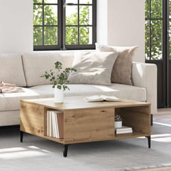 Table Basse Chêne Artisanal 80 X 80 X 36,5 Cm Bois D'Ingénierie Vidaxl