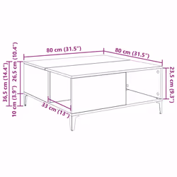 Table Basse Chêne Artisanal 80 X 80 X 36,5 Cm Bois D'Ingénierie Vidaxl - Vue supplémentaire 2