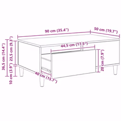 Table Basse Chêne Artisanal 90 X 50 X 35 Cm Bois D'Ingénierie Vidaxl - Vue supplémentaire 2