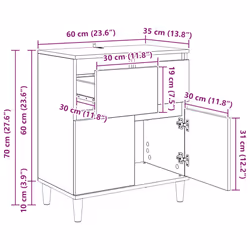 Buffet Chêne Artisanal 60 X 35 X 70 Cm Bois D'Ingénierie Vidaxl - Vue supplémentaire 2