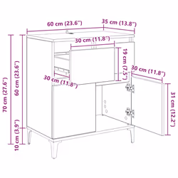 Buffet Chêne Artisanal 60 X 35 X 70 Cm Bois D'Ingénierie Et Fer Vidaxl - Vue supplémentaire 2