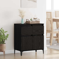 Buffet Chêne Noir 60 X 35 X 70 Cm Bois D'Ingénierie Et Fer Vidaxl