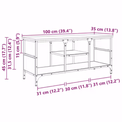Meuble Tv Bois Ancien 100 X 35 X 45 Cm Bois D'Ingénierie Et Fer Vidaxl - Vue supplémentaire 2